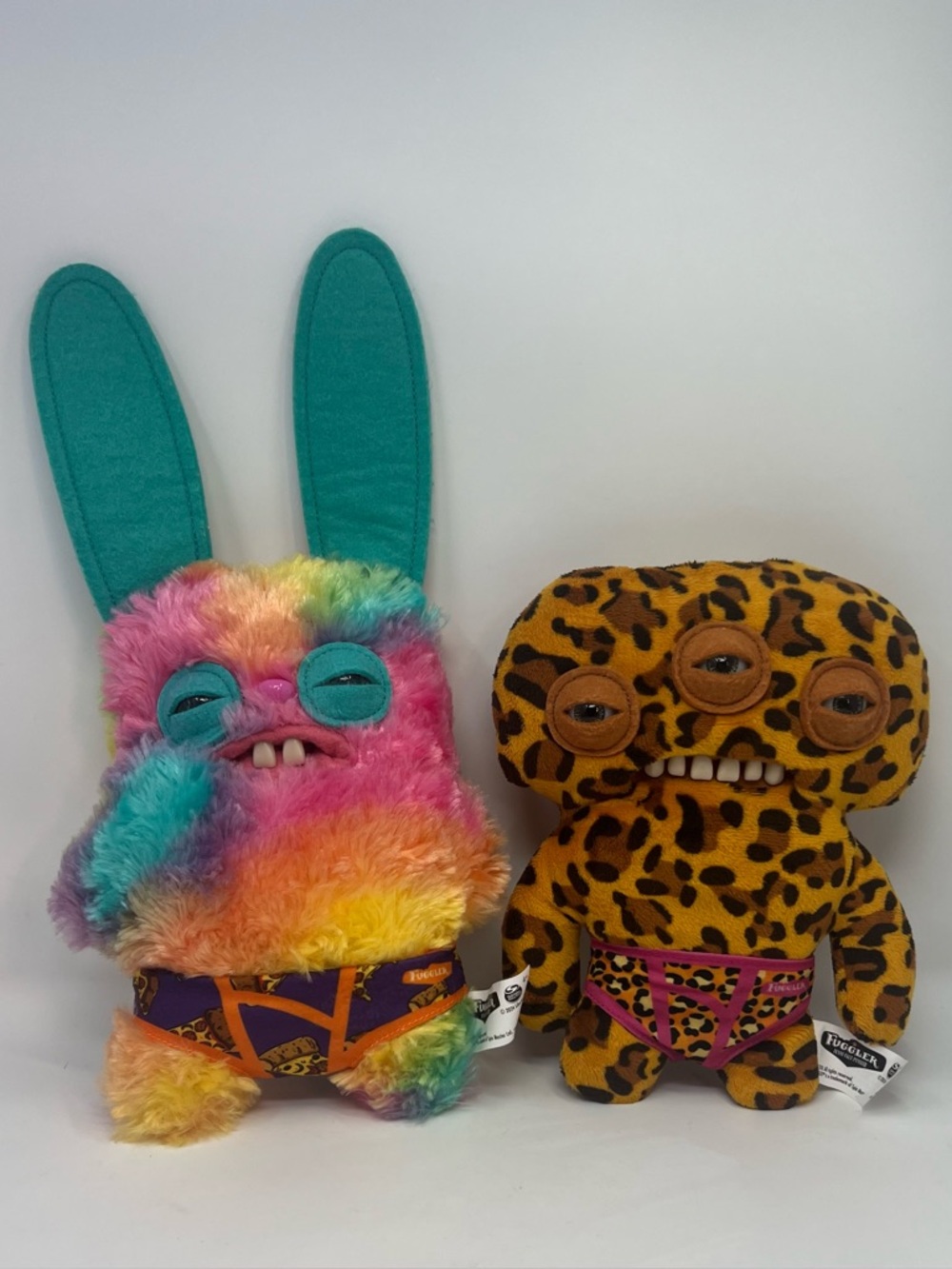 Fugglers Set Of 2 Rabid Rabbit Tie Dye &  Alien Leapord Print Ugly Monsters